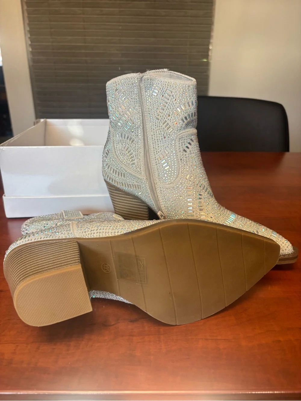 Amazon Silver Crystal-Embellished Ankle Booties